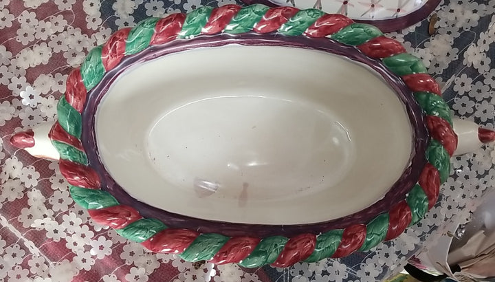 Retired  Mackenzie Childs Chicken Casserole  Dish With Lid - Ceramic- Read
