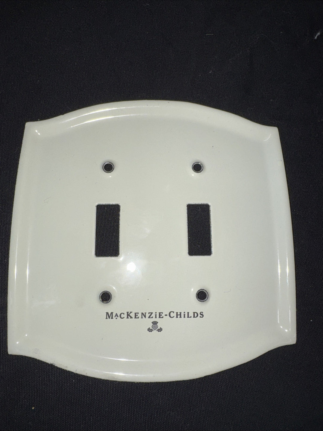 Mackenzie Childs Parchment  Check Enamel Double Toggle Switch With hardware