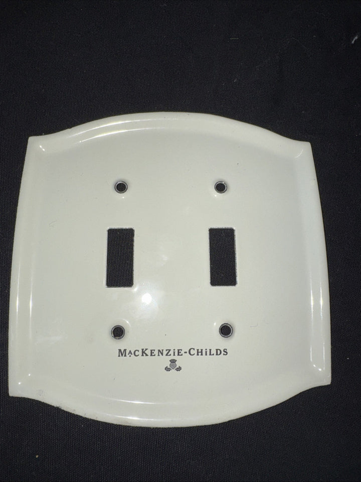 Mackenzie Childs Parchment  Check Enamel Double Toggle Switch With hardware