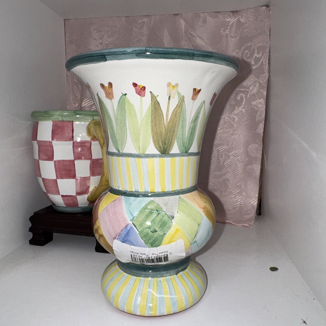Mackenzie Childs Taylor Poplar Ridge Vase Ceramic Aurora New