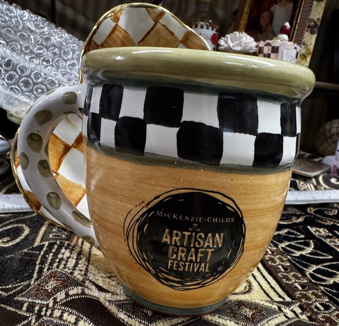 New Set Of 2- MacKenzie Childs Collectible Artisan Craft Festival Ceramic Mugs