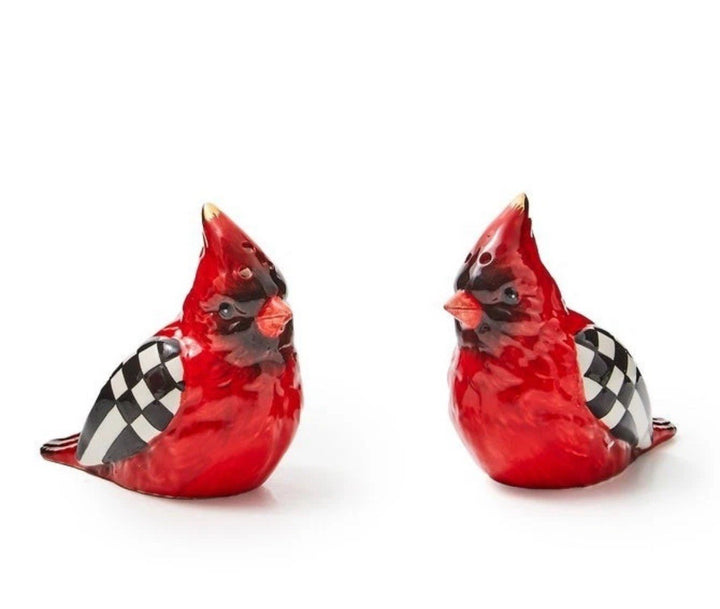 MacKENZIE CHILDS CARDINAL TOILE SALT AND PEPPER SHAKER SET BNIB