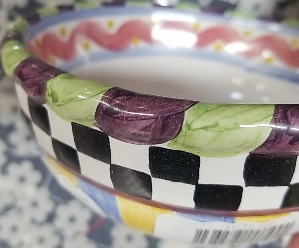Mackenzie Childs Piccadilly 5.5” Ceramic Dip Bowl With Courtly Check