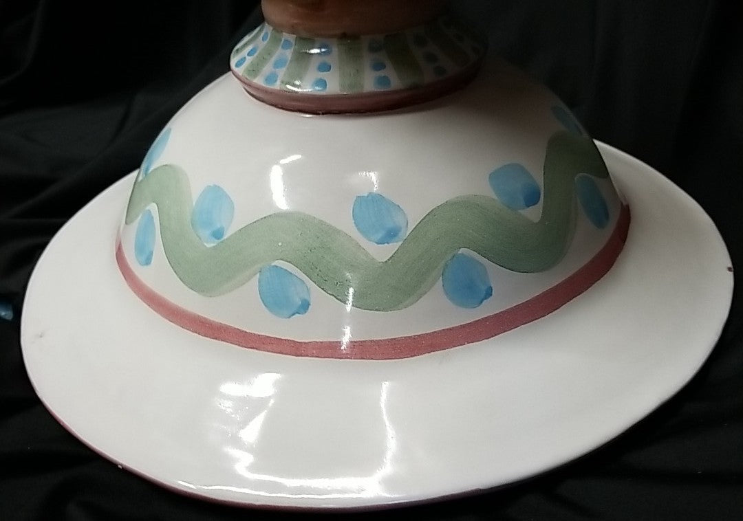 Vintage Mackenzie Childs Madison  Compote Fruit Bowl Pedestal 12"- 1988