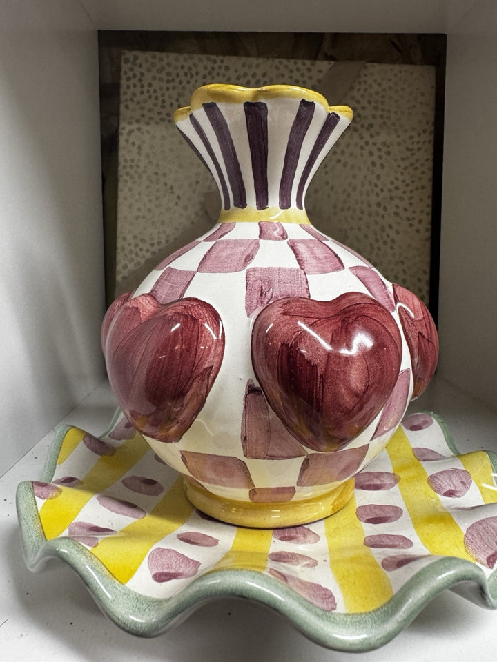 Mackenzie Childs Hearts Vase Ceramic  1st in 2026 Collectors Series