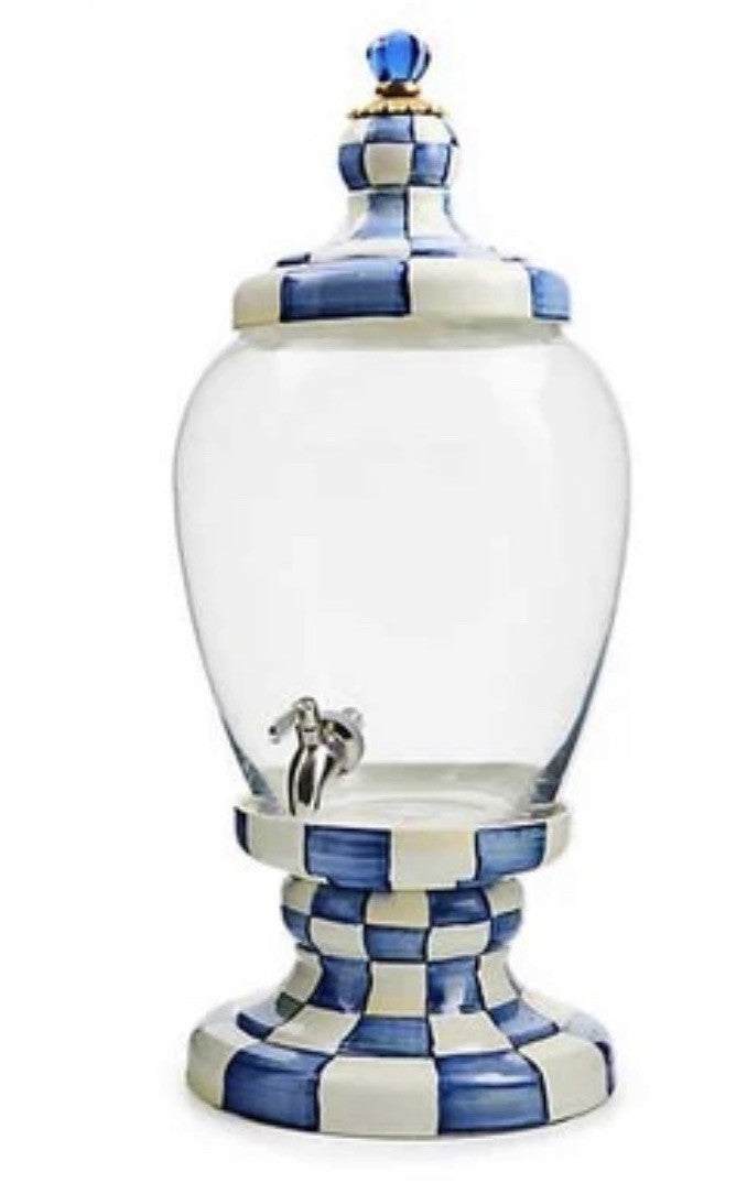 NEW MacKenzie Childs  Royal Check Enamel Beverage Dispenser-retired