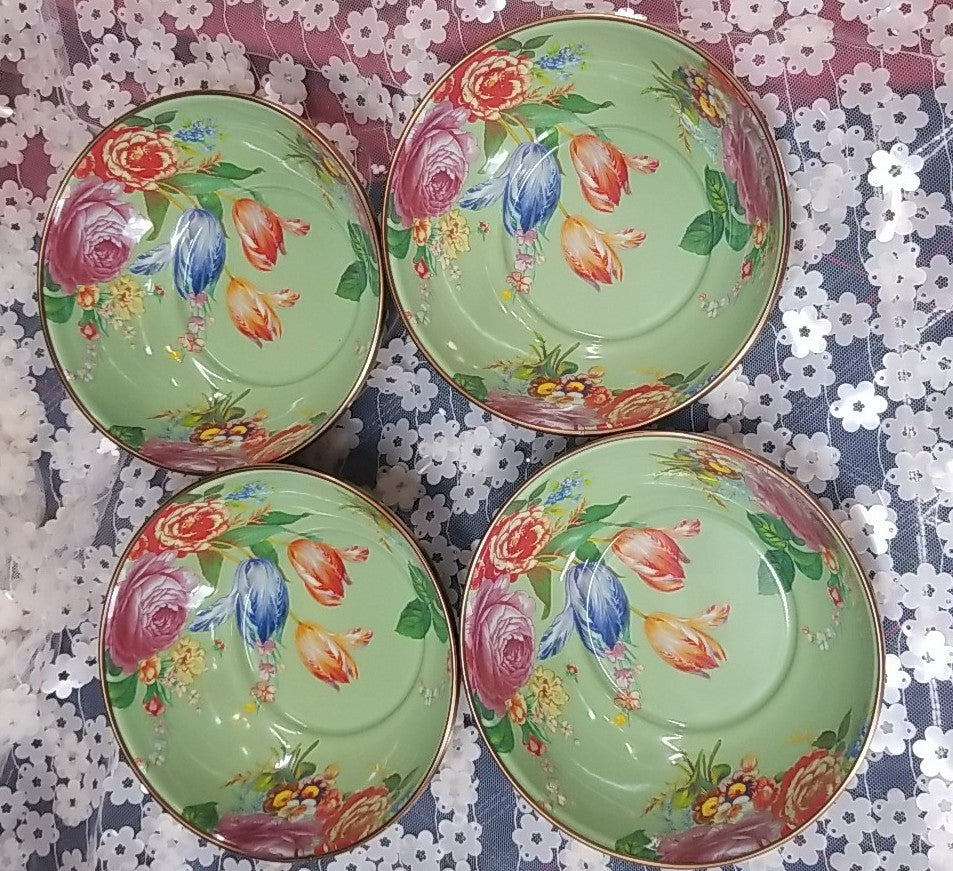 MACKENZIE CHILDS GREEN  FLOWER MARKET SMALL EVERYDAY BOWL Set of 4