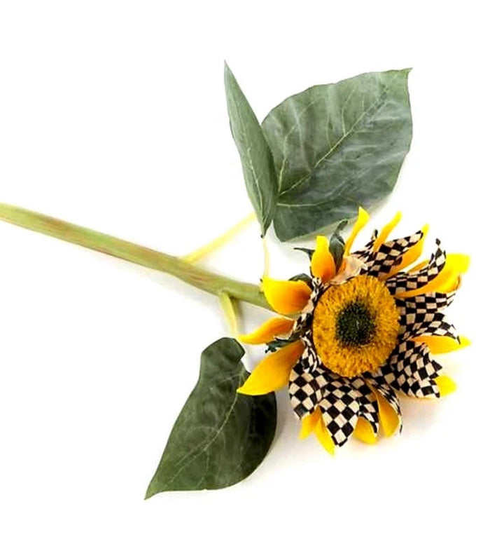 MACKENZIE CHILDS COURTLY CHECK 20"L x 4"W SUNFLOWER FLORAL STEMS Set Of 2- New