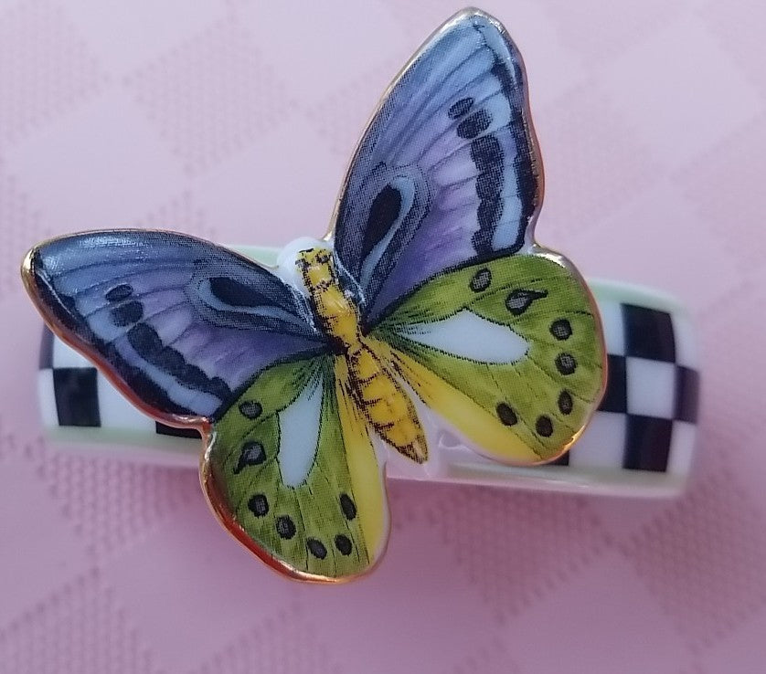 Mackenzie Childs butterfly   Toile NAPKIN RINGS SET 3   NEW