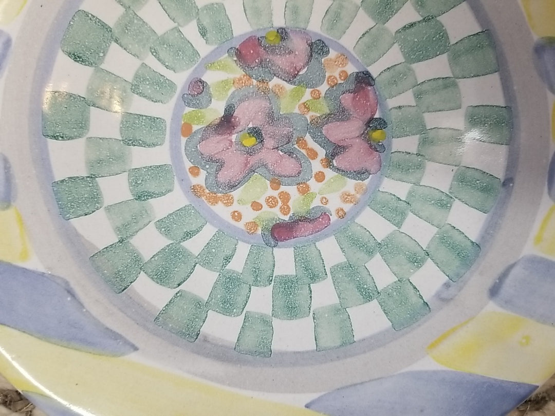 Mackenzie Childs Taylor Myrtle Bread Plate 7.25" Hand-Painted Ceramic 1993