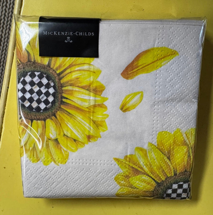 Mackenzie Childs  Courtly Check Sunflower  Paper Cocktail Napkins 20 pack, NEW