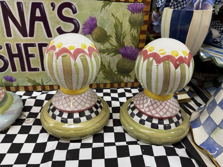 MacKenzie Childs Ball For Garden Or To Top Off Shelves-  Component Terracott