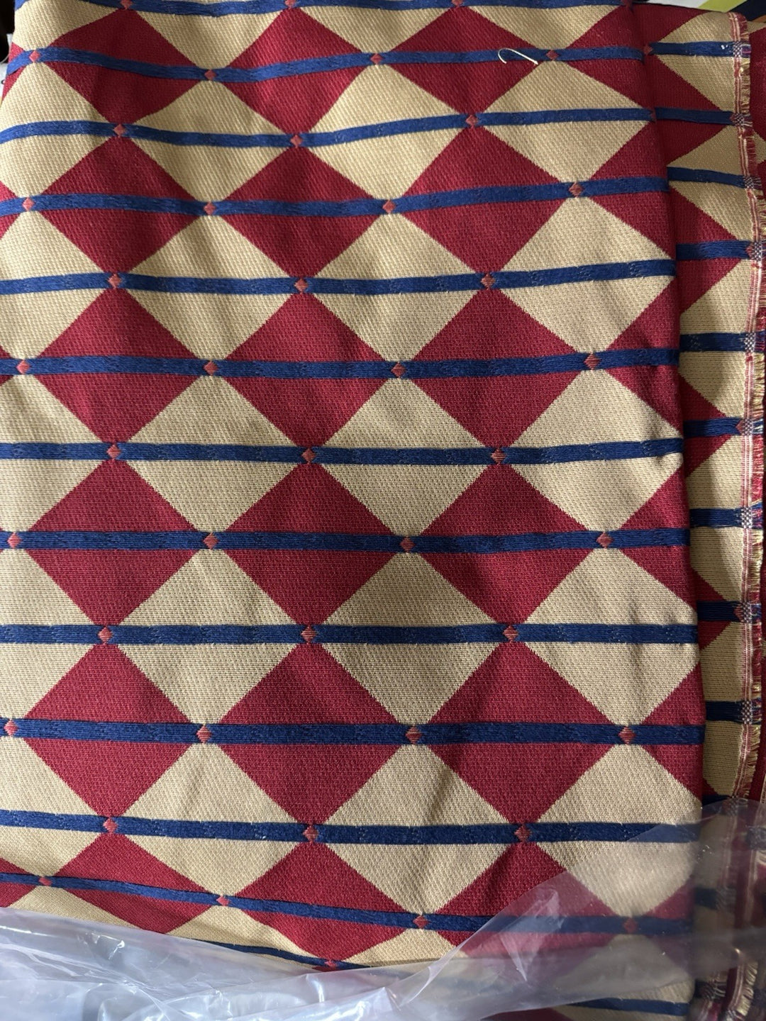 MacKenzie Childs Fabric By Half The Yard New - Red Harlequin Retired 2009