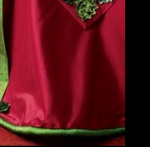 RETIRED Mackenzie Childs Hollies Berry  90" Round TABLECLOTH/UNDERSKIRT- Silk