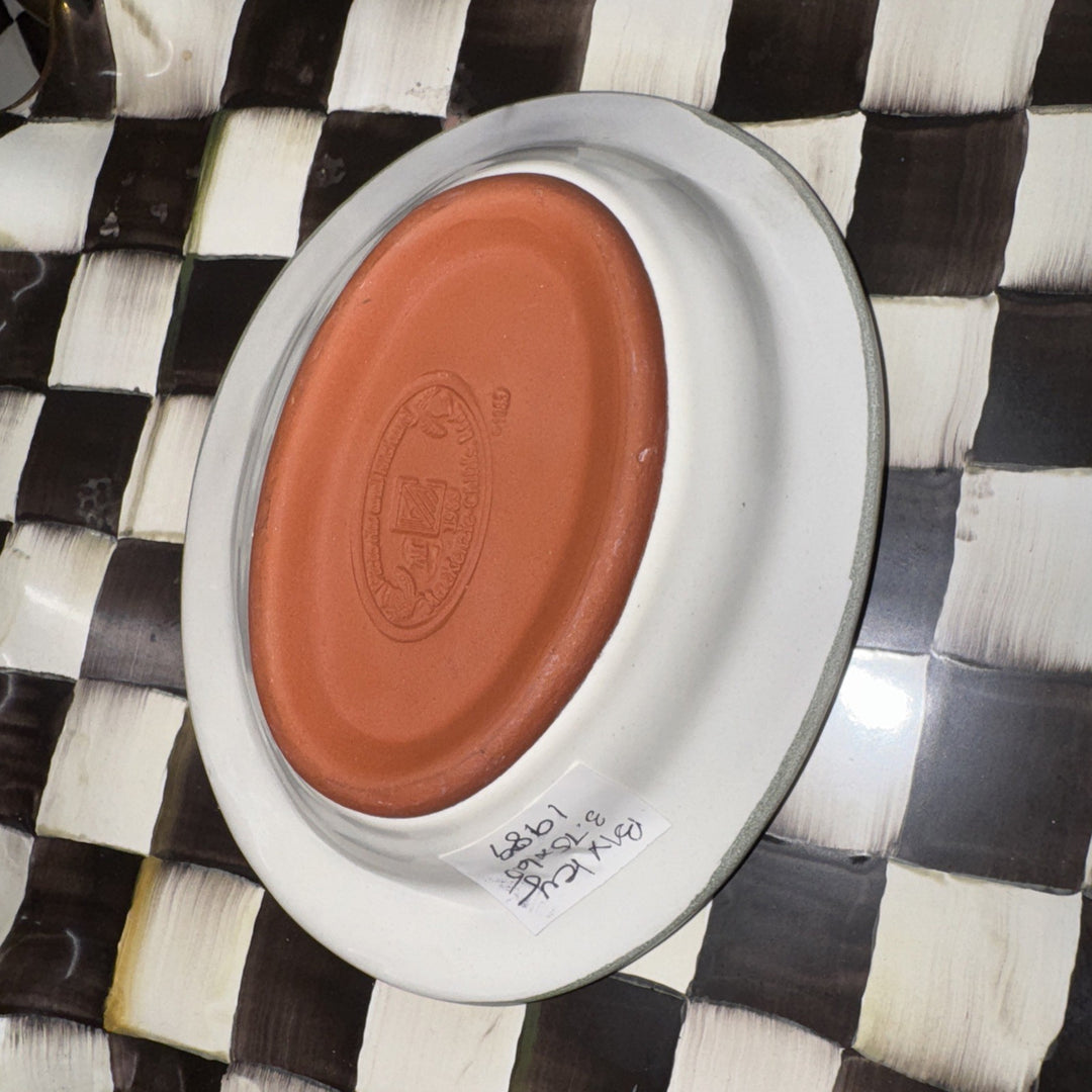 MacKenzie Childs Wallcourt Bixley  Small Oval  Soap Dish 6.25" Ceramic-1989