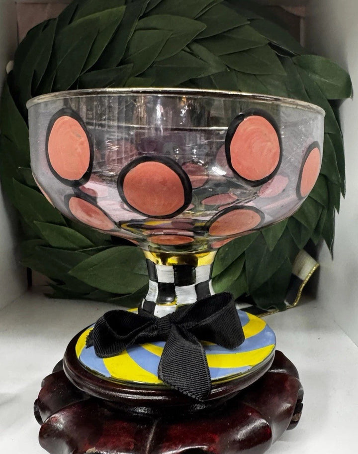 Mackenzie Childs Footed Pedestal Glass Compote Bowl