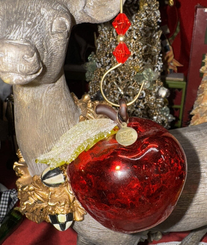 Vintage MMA Metropolitan Museum Of Art Christmas Ornament Hand Blown Glass Apple
