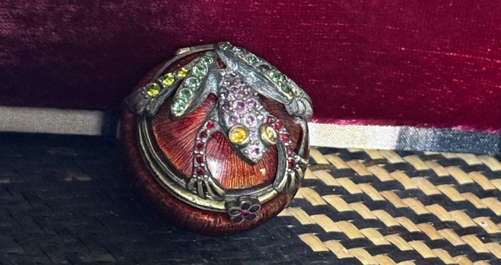Vintage SWAROVSKI Crystal Jeweled Rhinestone FROG Trinket Box, JAY STRONGWATER