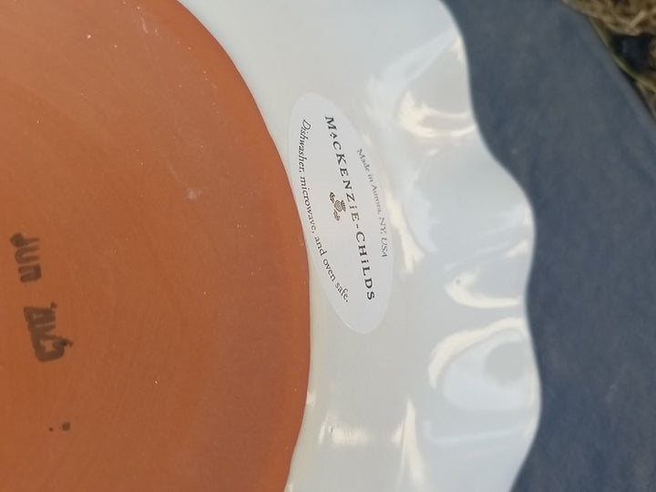 MacKenzie Childs Taylor Poplar Ridge Dessert Salad Plate 9” Fluted- New