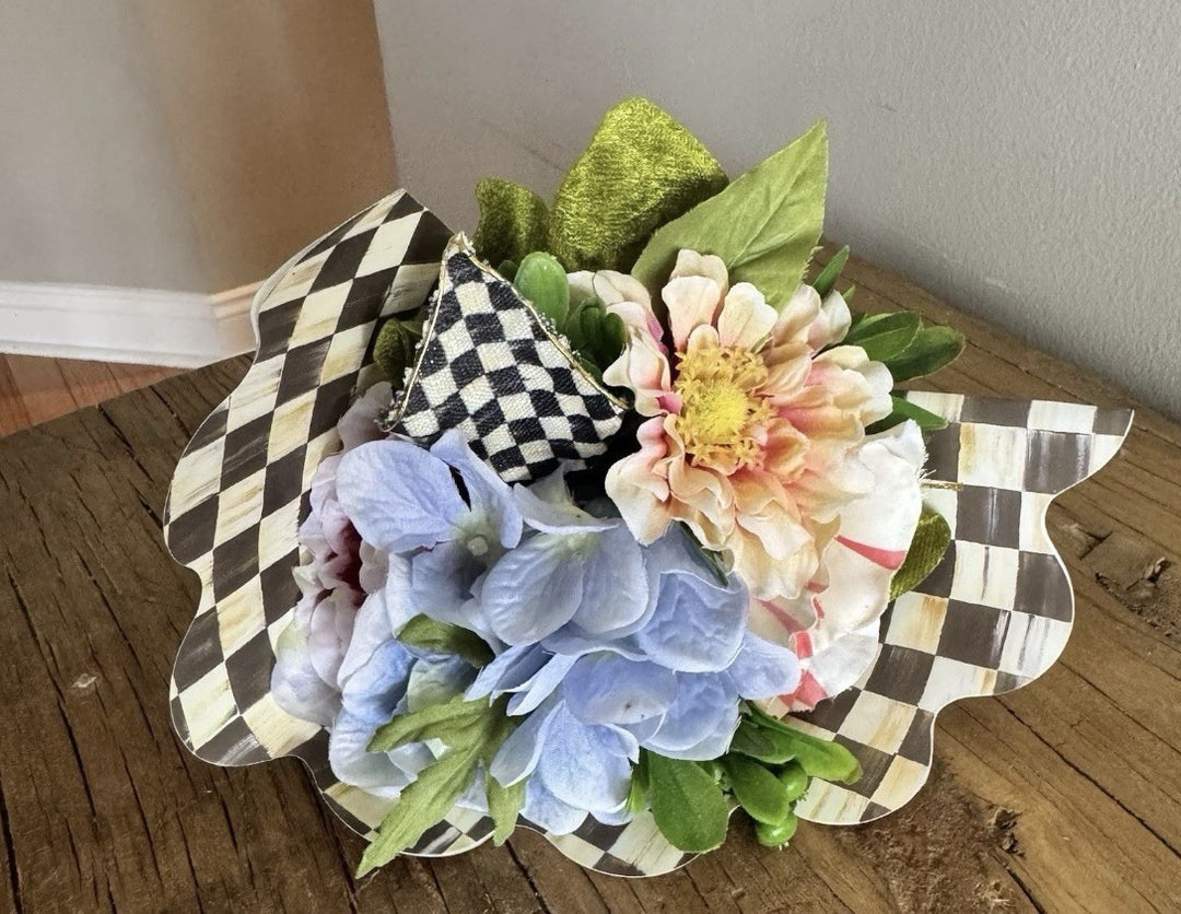 MacKenzie-Childs Silk Spring Nosegay Bouquet Courtly Check