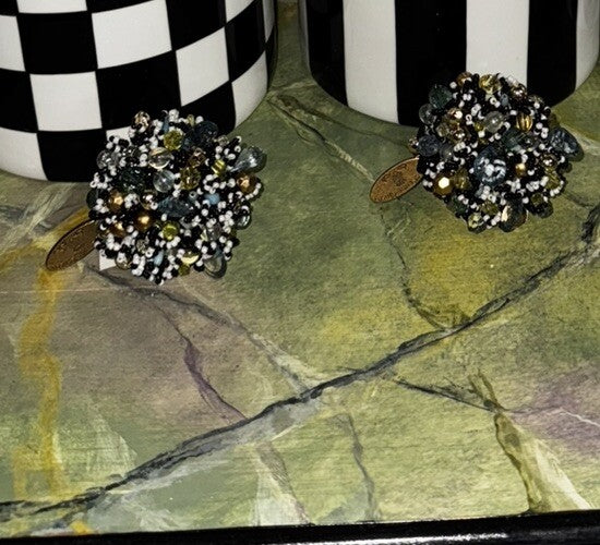 Mackenzie Childs BEADED Ocean  NAPKIN RINGS Retired Set of 2 New
