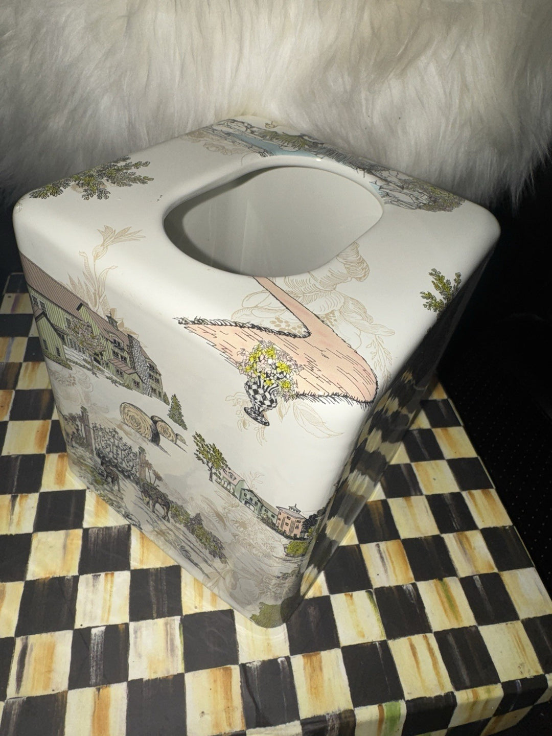 MacKenzie-Childs Aurora Farmhouse Retired  Enamel Boutique Tissue Box Cover