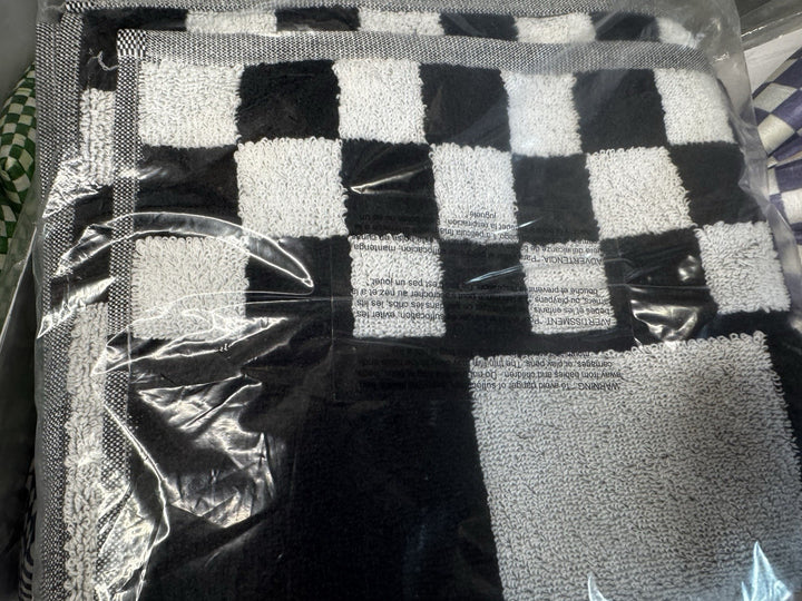Mackenzie Childs Courtly Stripe black white cotton Hand Towel 19"x31" NEW w tags