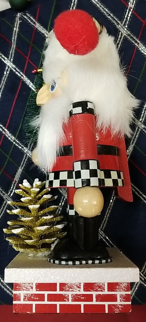 MacKenzie Childs Rooftop Santa Claus Nutcracker 9" Tall Christmas- New