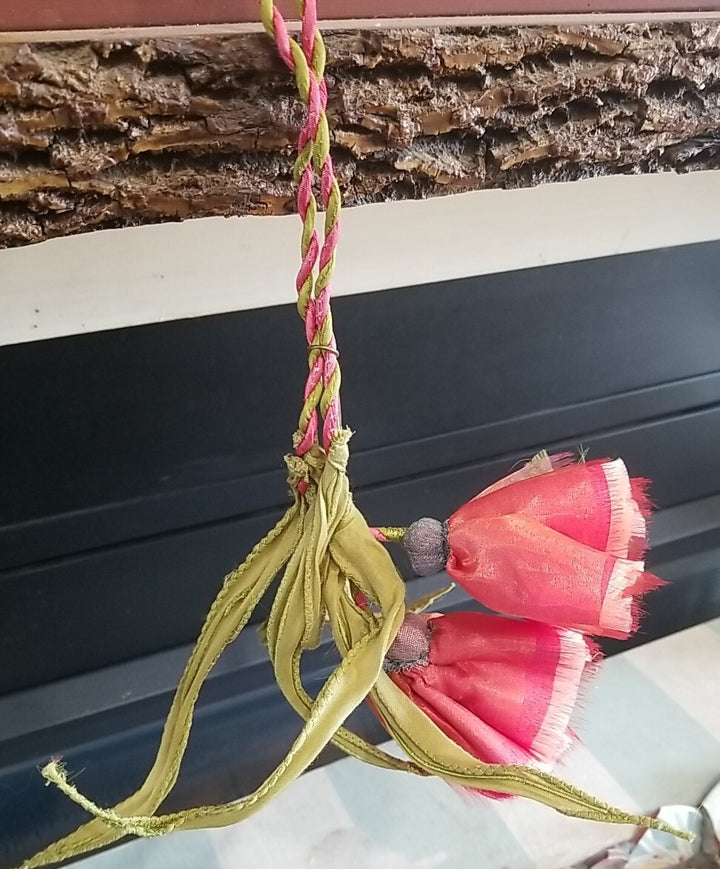 Mackenzie childs Blushing Bouquet Napkin Or Curtain Ring Holder 13"L Set Of 2...