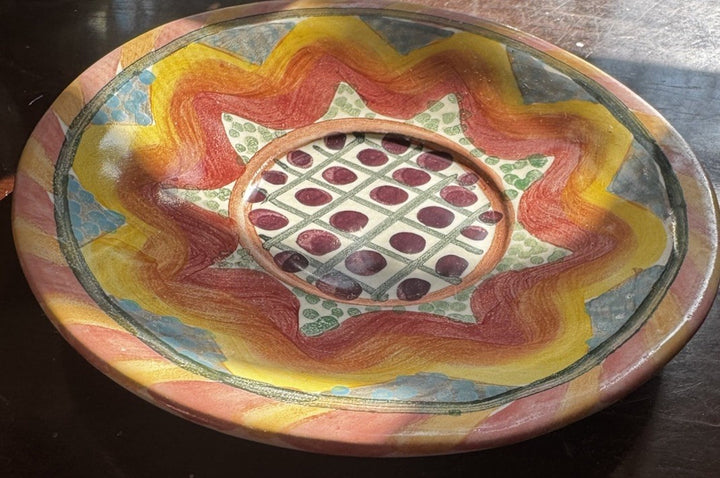 Mackenzie Childs 2003 Espresso Cup Ceramic Kukenhoff  Saucer Retired 5.5”