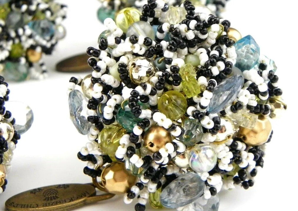 Mackenzie Childs BEADED Ocean  NAPKIN RINGS Retired Set of 2 New