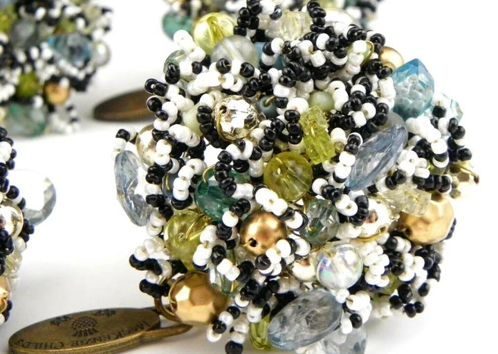 Mackenzie Childs BEADED Ocean  NAPKIN RINGS Retired Set of 2 New