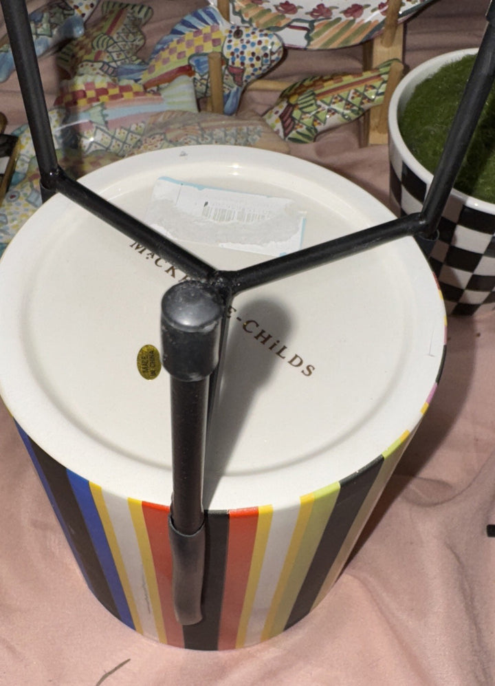 Mackenzie Childs Avante Garden stripe Tabletop Planter -new -retired