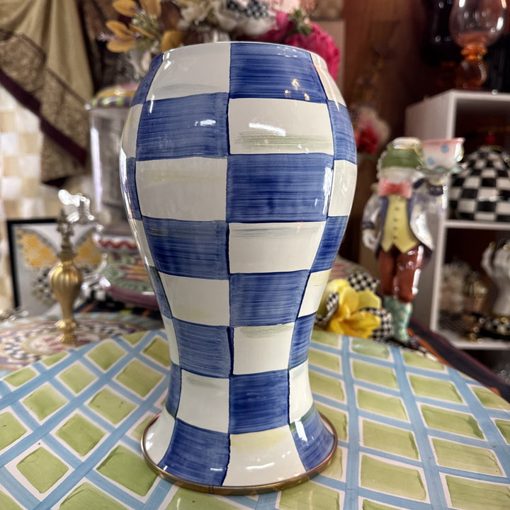 MACKENZIE CHILDS Enamel ROYAL CHECK TALL VASE New