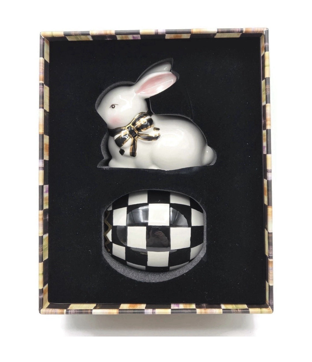 Mackenzie Childs Courtly Check Bunny Egg Hostess Set Spring Retired