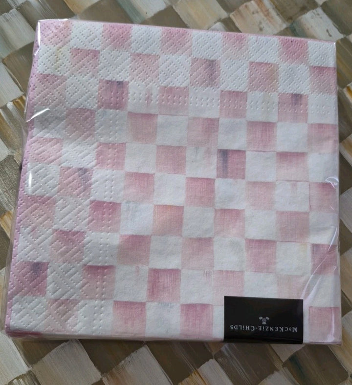 MacKenzie Childs Rosy Check Paper Luncheon Napkins - 20pk