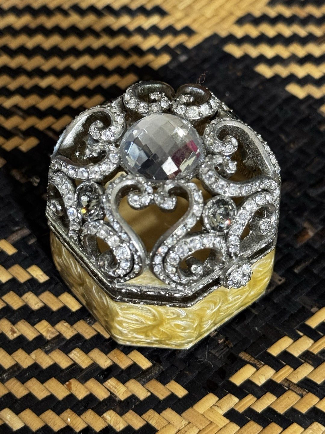 Jay Strongwater Enamel Crystal And Pearl  Trinket Box