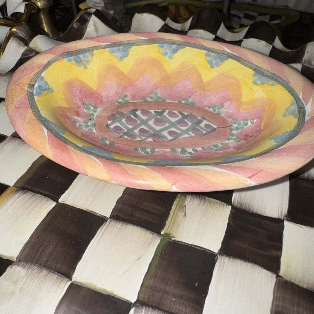 MacKenzie Childs Taylor Kukenhoff  Small Oval  Soap Dish 6.25" Ceramic-1997