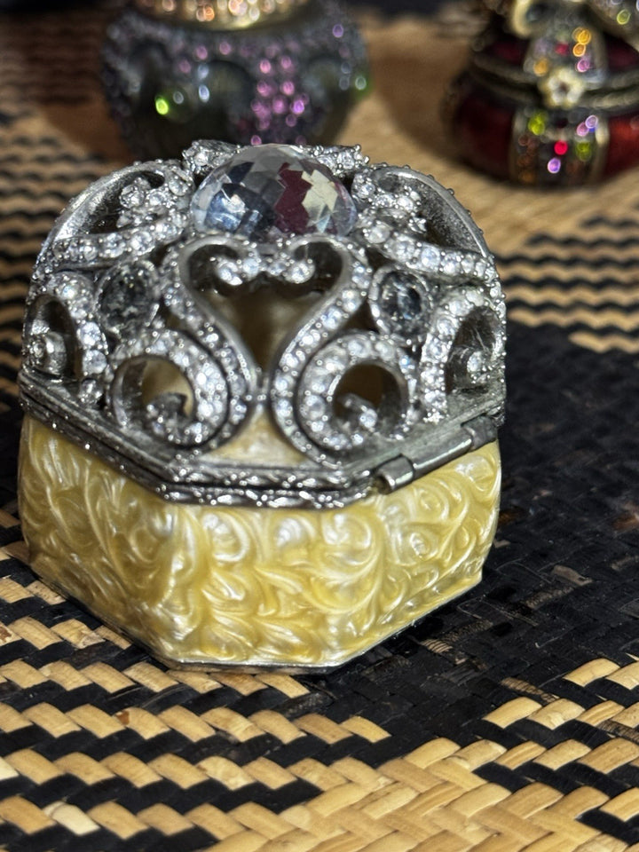 Jay Strongwater Enamel Crystal And Pearl  Trinket Box