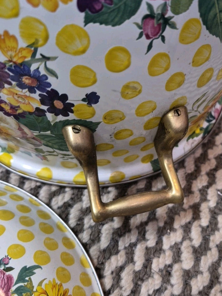 MacKenzie Childs Buttercup Pattern 8 Quart Large Stock Pot Vintage