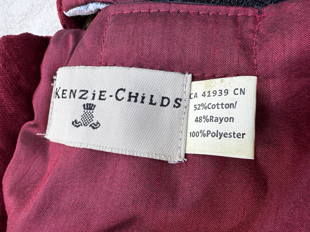 MacKENZIE CHILDS HOLIDAY   VELVET Holly And Beaded Courtly Check TREE SKIRT 46”