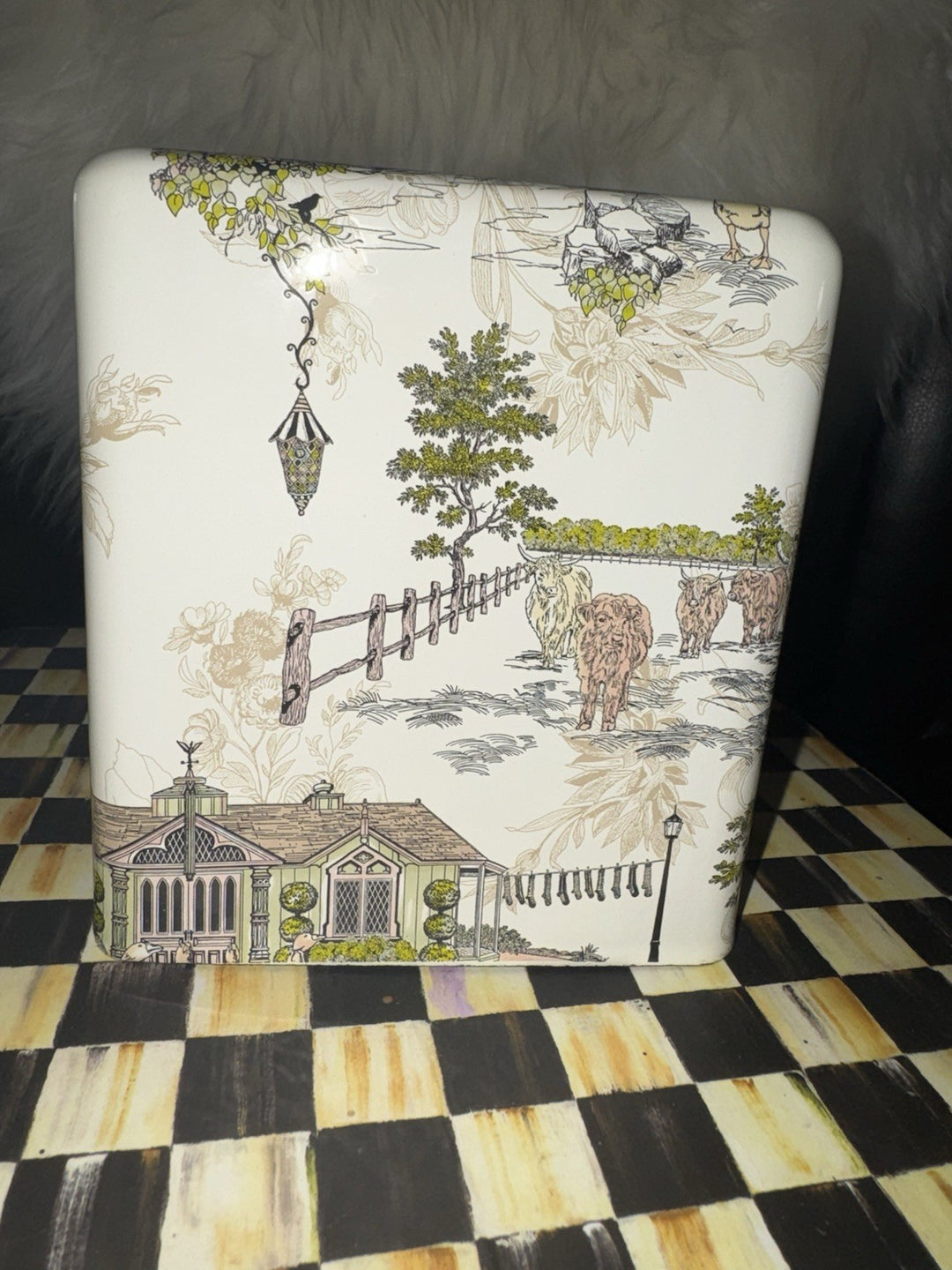 MacKenzie-Childs Aurora Farmhouse Retired  Enamel Boutique Tissue Box Cover