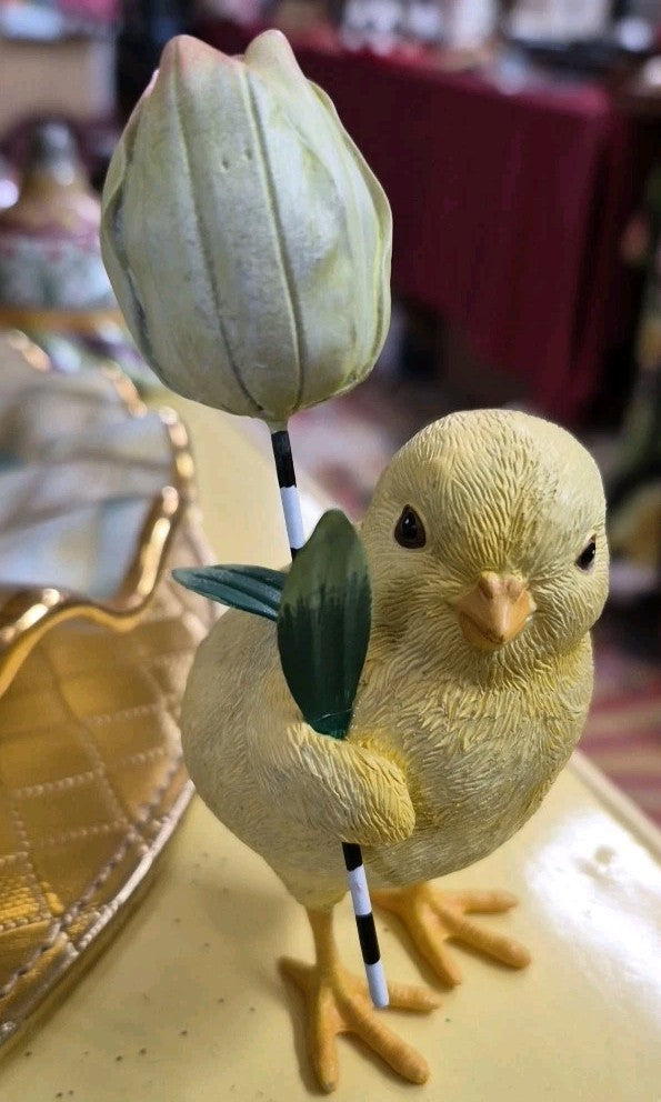 Mackenzie Childs Rose Garden Chicks With Flowers Courtly Check Set of 3- Nib