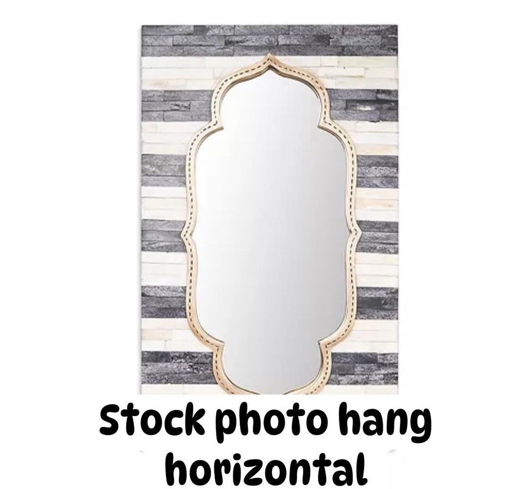 Mackenzie Childs Tigris Accent Wall Mirror 12” X20” Bone Inlay And Brass