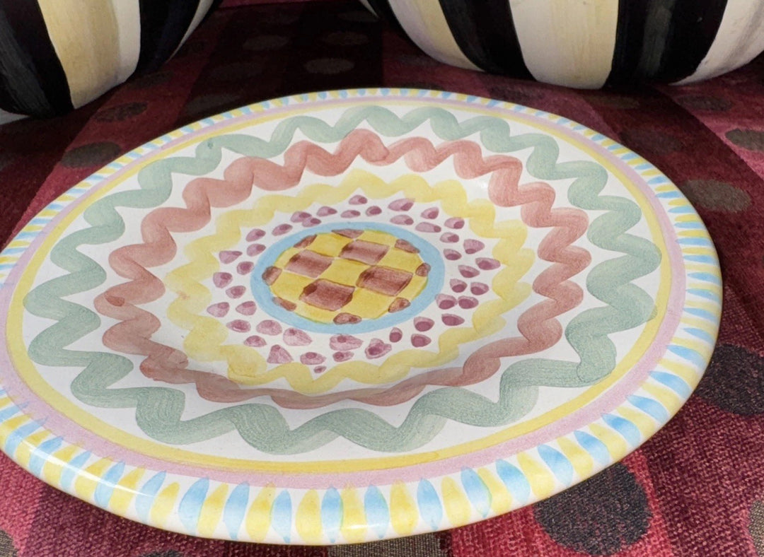 Mackenzie-Childs Taylor Aurora Bread Plate 7.25" Hand-Painted Ceramic 1996
