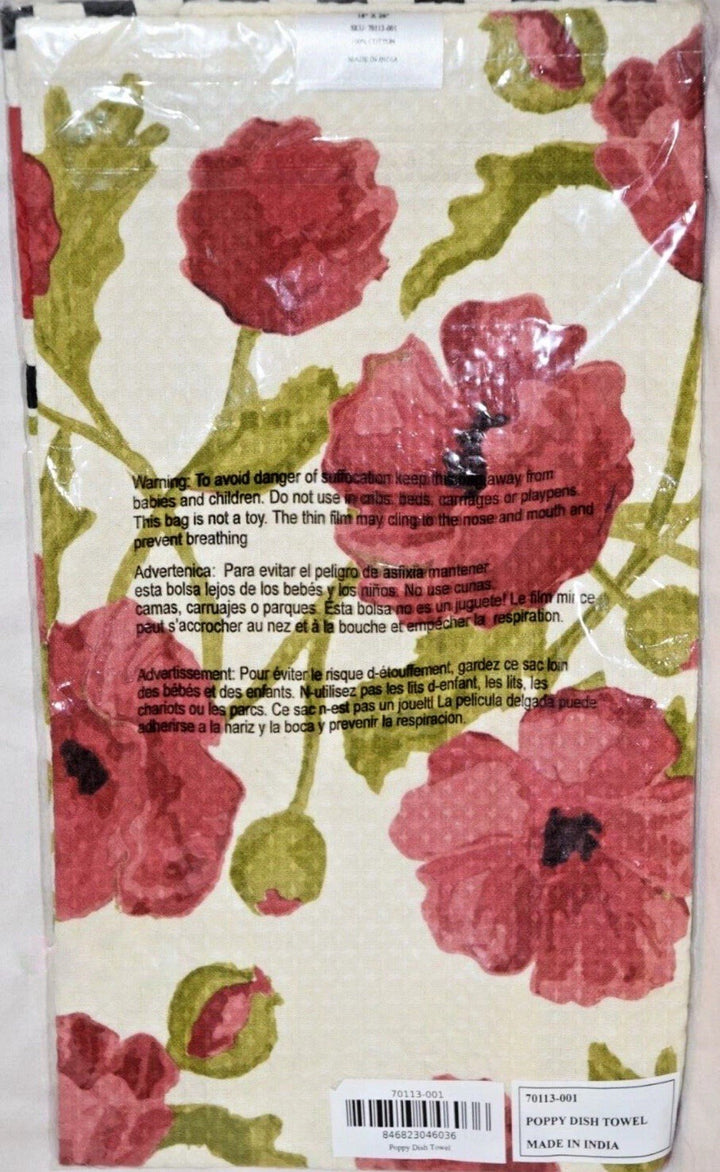 RETIRED MacKenzie Childs SET of 3 POPPY,  Daisy And Sunflower DISH TOWELs