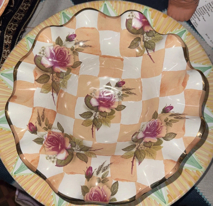 Mackenzie Childs Orange Marmelade Honeymoon  Fluted  Breakfast bowl 8.5” Ceramic