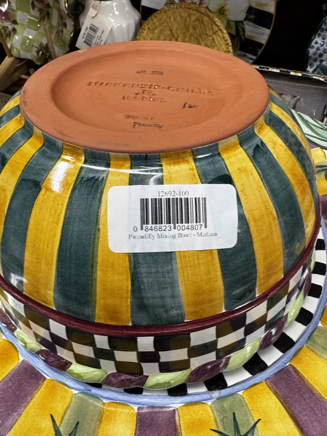 Mackenzie Childs PICCADILLY Multicolor Ceramic Majolica Serving Bowl  9"- New