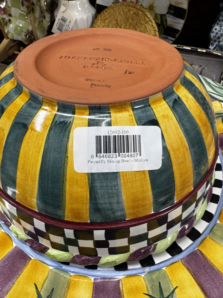 Mackenzie Childs PICCADILLY Multicolor Ceramic Majolica Serving Bowl  9"- New