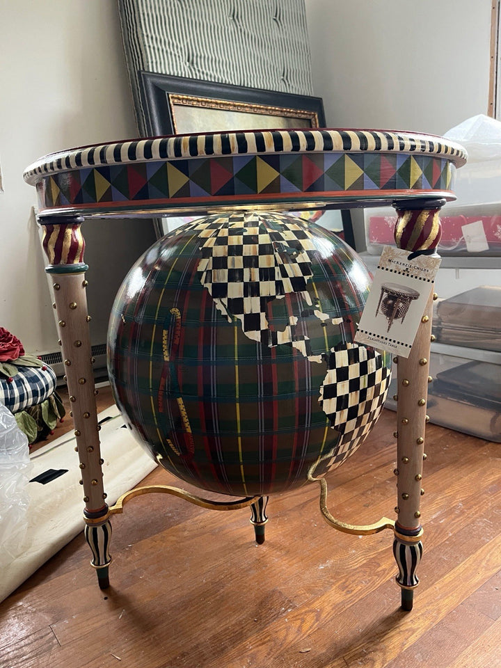 Mackenzie Childs Platitudes Globe Side Table- New - Retired hard To Find